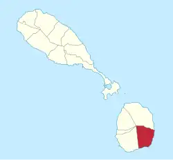 Die Lage von Saint George (Nevis) auf der Insel Nevis