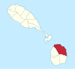 Die Lage von Saint James auf der Insel Nevis