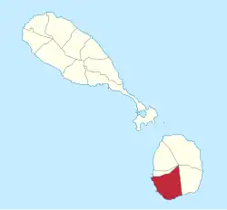 Die Lage von Saint John (Nevis) auf der Insel Nevis