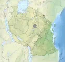 Karte der Verbreitung des Volks und der Sprache der Sandawe (grau) in einer Karte von Tansania