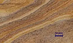 Laminationsgefüge (klastisch) in einem Sandstein