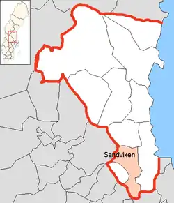Lage der Gemeinde Sandviken