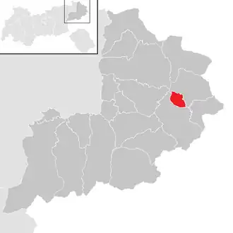 Lage der Gemeinde St. Jakob in Haus im Bezirk Kitzbühel (anklickbare Karte)