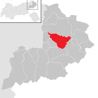 Lage der Gemeinde St. Johann in Tirol im Bezirk Kitzbühel (anklickbare Karte)
