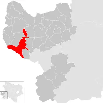 Lage der Gemeinde St. Peter in der Au im Bezirk Amstetten (anklickbare Karte)