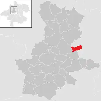Lage der Gemeinde St. Thomas (Oberösterreich) im Bezirk Grieskirchen (anklickbare Karte)