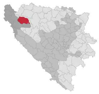Lage der Gemeinde Sanski Most in Bosnien und Herzegowina (anklickbare Karte)