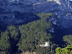 Die mit Schwarzkiefern bewaldeten Hänge um den Bastione