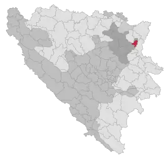 Lage der Gemeinde Sapna in Bosnien und Herzegowina (anklickbare Karte)
