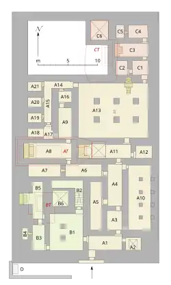 Der Grundriss der Mastaba zeigt die Komplexität des Bauwerks