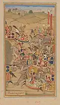 Die Mogultruppen in der Schlacht von Sarnal. Sur Das. Rechte Hälfte