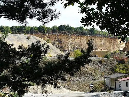 Kalksteinbruch in Savignac-les-Églises in flachliegendem Oberbathon