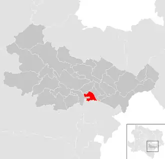 Lage der Gemeinde Schönau an der Triesting im Bezirk Baden (anklickbare Karte)