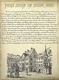 Unnummerierte Seite aus dem ersten Heft des Schau-in's-Land 1873 mit einer Zeichnung des Wentzingerhauses von Fritz Geiges
