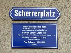 Scherrerplatz in St. Gallen. Paul Scherrer (1890–1969)