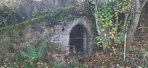 Eingang zum Gewölbekeller, die Jahreszahl im Spitzbogen ist nicht mehr lesbar