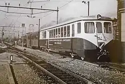 Beiwagen AI 1111 in Meiringen während den Probefahrten.