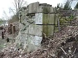Lagerschalen für einen Stemmtorflügel im Unterhaupt, Blick von innen