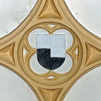 Leoprechtinger-Wappen als Schlussstein eines Netzgewölbes in der Berchtesgadener Stiftskirche