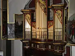 Orgel von Daniel Meyer (1590) in Schloss Wilhelmsburg (Schmalkalden) mit Holzpfeifen im Prospekt