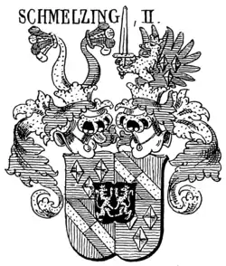 Wappen derer von Schmelzing von 1645 in Siebmachers Wappenbüchern