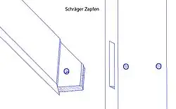 Schräger Zapfen an einem Kopfband (Bug)