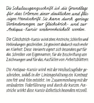 Die Gleichstrich-Kursiv (Mitte) und Schulschrift-Kursiv (unten)