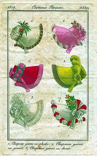 Schuten, „die nach der neuesten französischen Mode garniert sind“ (1819)