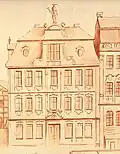 Rinderbachburg, Drechsler'sches Haus. Nachzeichnung eines Gemäldes von J. M. Roscher nach 1735