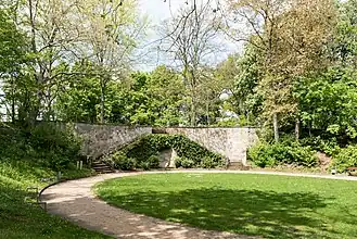 Fichtelsgarten mit Treppenaufgang und unterer Vorfahrt als Überrest der Villa (Südostseite)