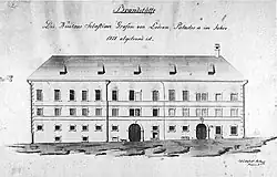 Der ursprüngliche Sekundogeniturpalast in einer Zeichnung von 1818