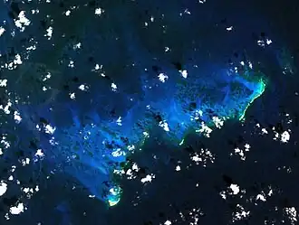 Serranilla-Bank von der ISS aus gesehen