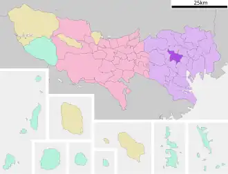 Lage Shinjukus in der Präfektur