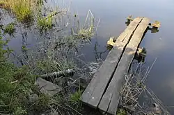 Bootssteg mit der Einleitung aus der Geierslache über ein Rohr