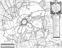 Belagerung von Groenlo im Jahr 1627. Karte, Joan Blaeu