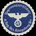 Siegelmarke des Regierungspräsidenten mit dem Reichsadler der NS-Zeit. Dieses sogenannte „Kleine Reichssiegel“ wurde für alle Staatsbehörden zum 1. April 1937 eingeführt.