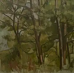 Simon Fuhrer, Im Park der Casa Rossa I; Oel auf Leinwand; 43,5 × 45 cm