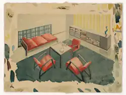 Sitzecke mit Divan (Möbelentwürfe, Wohnräume) Erich Dieckmann