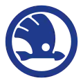 Der blaue Škoda-Pfeil wurde 1926 eingeführt. Dieses Logo hat die Automobilsparte bis 1990 verwendet, später war es noch auf original Škoda-Motoren vorzufinden (1289&nbsp;cm² Alumotoren)