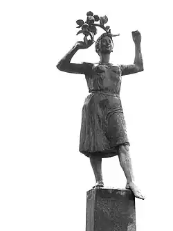 Skulptur 1954, vor dem Stadttheater in Langenthal (Bern). Von Emilio Stanzani (1906–1977)