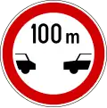 Mindestabstand zum vorausfahrenden Fahrzeug 100 m