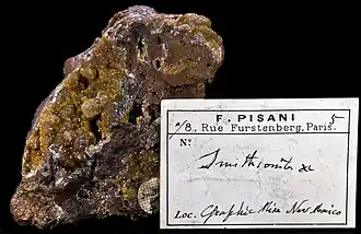 Beschriftung von Pisani: Smithsonit, Graphic Mine, New Mexico, USA