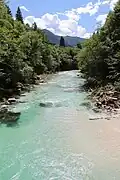 Soča oberhalb der Mündung der Koritnica