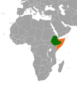 Lage von Äthiopien und Somalia