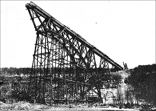 Errichtung der ersten Hälfte des östlichen Dreigelenkbogens 1910/11