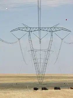 Sechser-Bündelleiter mit einer Betriebsspannung von 765&nbsp;kV. Betreiber Eskom in Südafrika