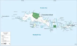 Karte der Südlichen Orkneyinseln