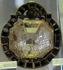 Zuschreibung; Topas, geschnitzt mit Porträts von Philipp II. und seinem Sohn Don Carlos, um 1566, Cabinet des médailles, Paris