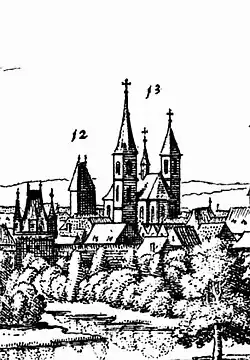 St.&nbsp;Guido Stift (Ausschnitt aus dem Merian-Stich)