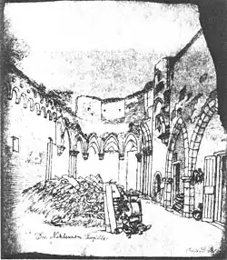 Zeichnung der Ruine der Nikolauskapelle